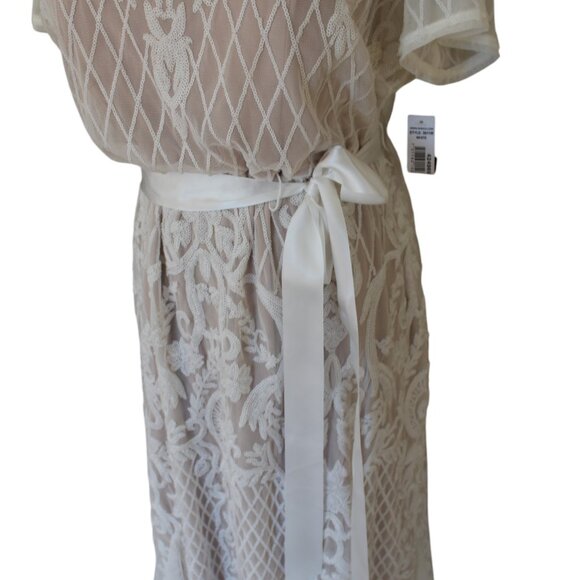 R&M Richards White Sequin Lattice Godet Gown 14W NWT's "Downton Abbey" - Picture 7 of 17